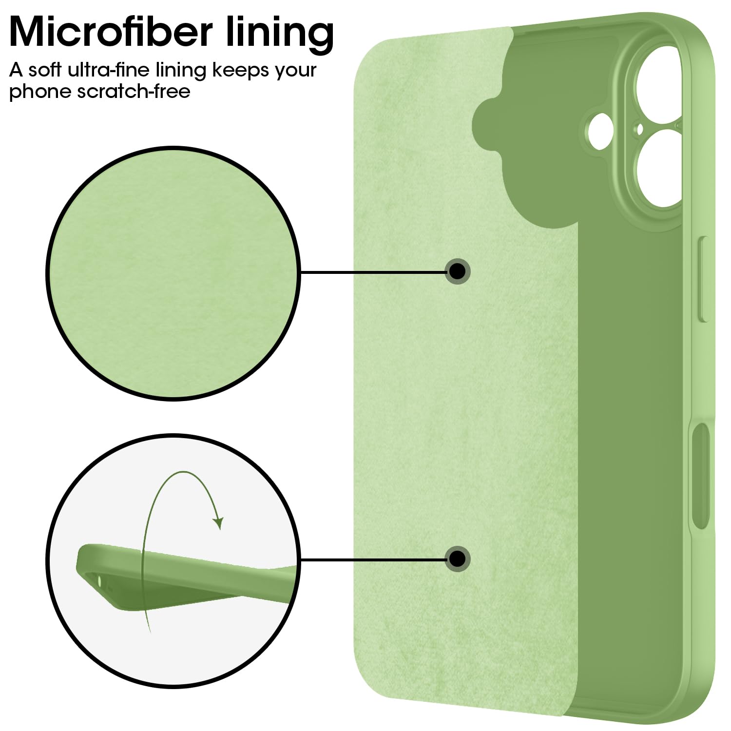 KPPIT for iPhone 16 Plus case silicone,for iPhone 16 Plus Phone case shockproof 6.9",Full camera coverage Military-Grade Protection 360°,With hand strap slim Case-Matcha Green - Image 4
