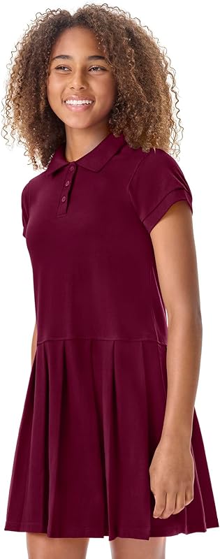 Classroom Girls Polo Dress School Outfit for Toddler,Pleated Skirt
