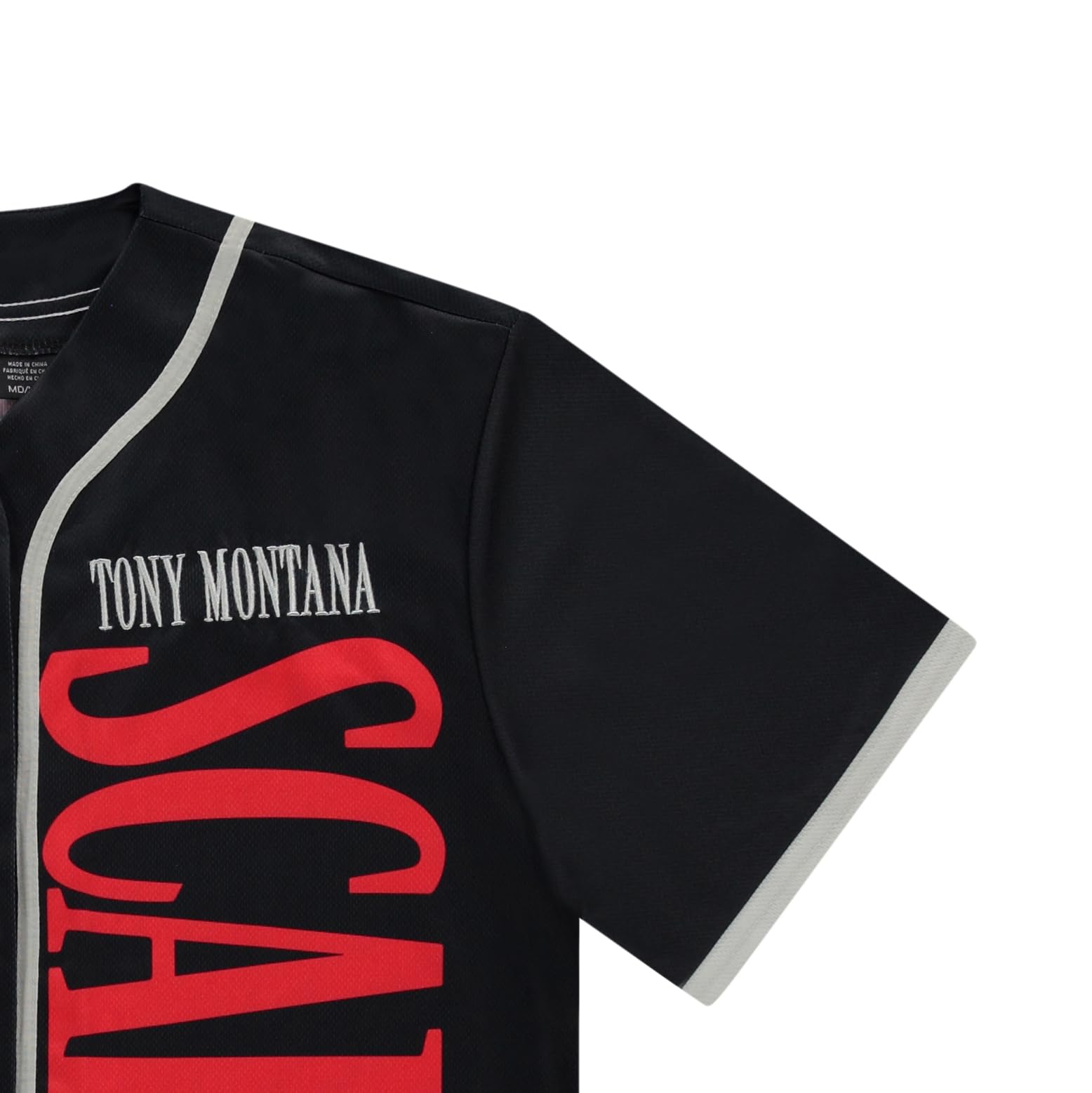 Scarface Tony Montana Herren-Trikot, Netzstoff, Button-Down-Baseballtrikot, Retro-Stil, modisches Oberteil