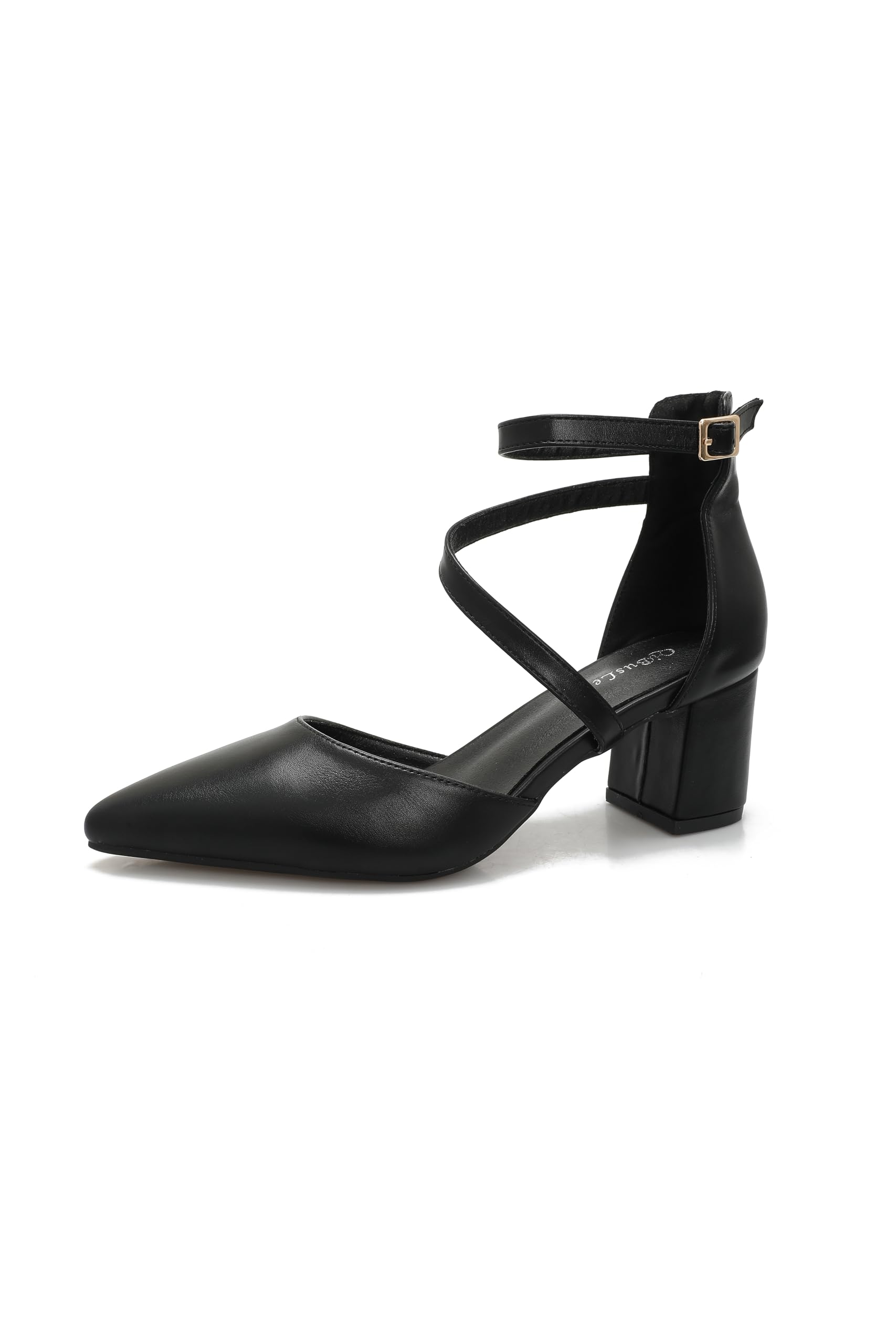 qibusleen Elegante riempjessandalen voor vrouwen, gesloten teen, lage blokhak, D'Orsay pumps, bruiloft, party, jurk, sandalen, schoenen, zwart, 38 EU