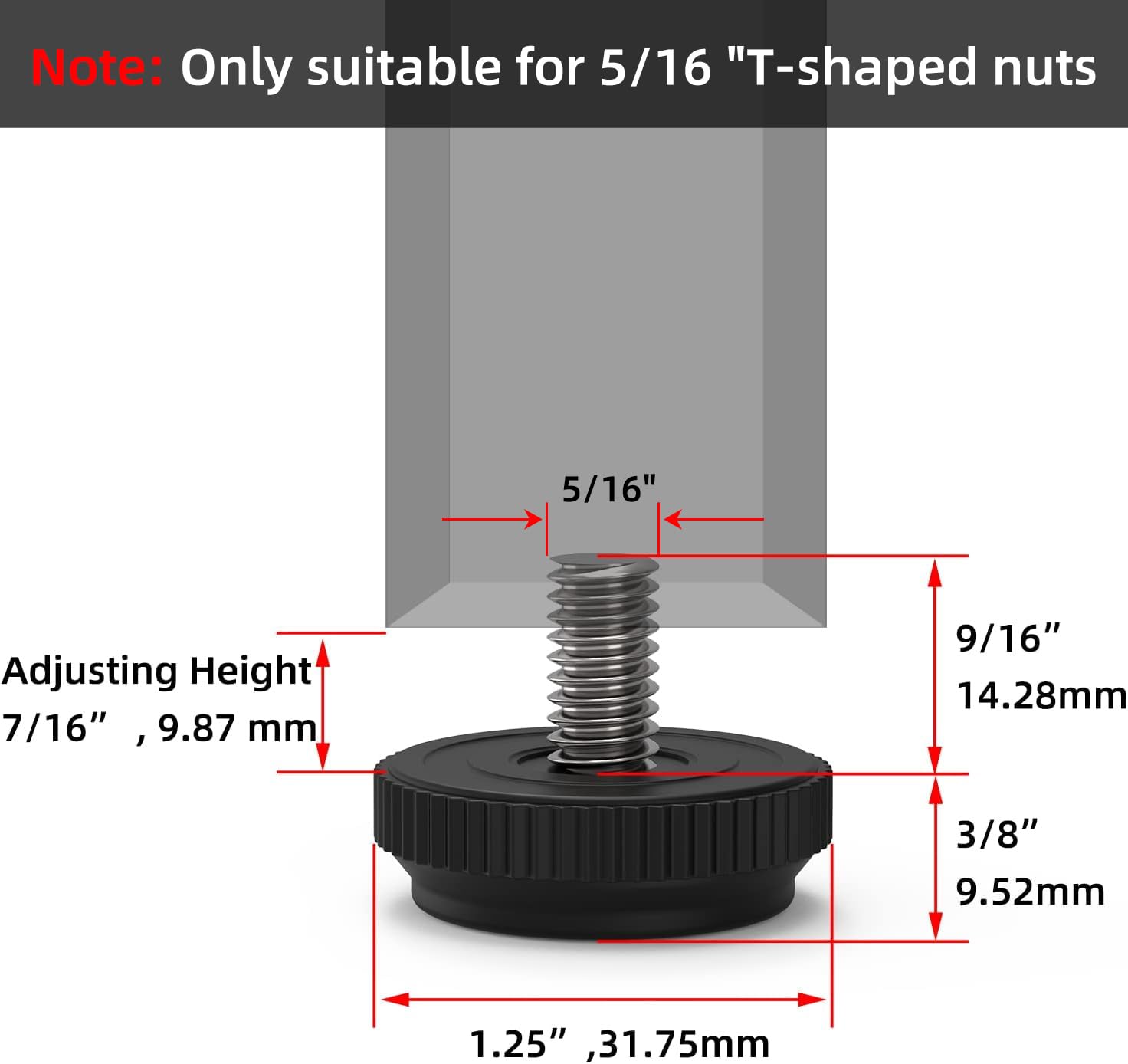 Snapklik.com : ONEHOME 16 Pack 5/16-18 Stainless Steel Adjustable ...