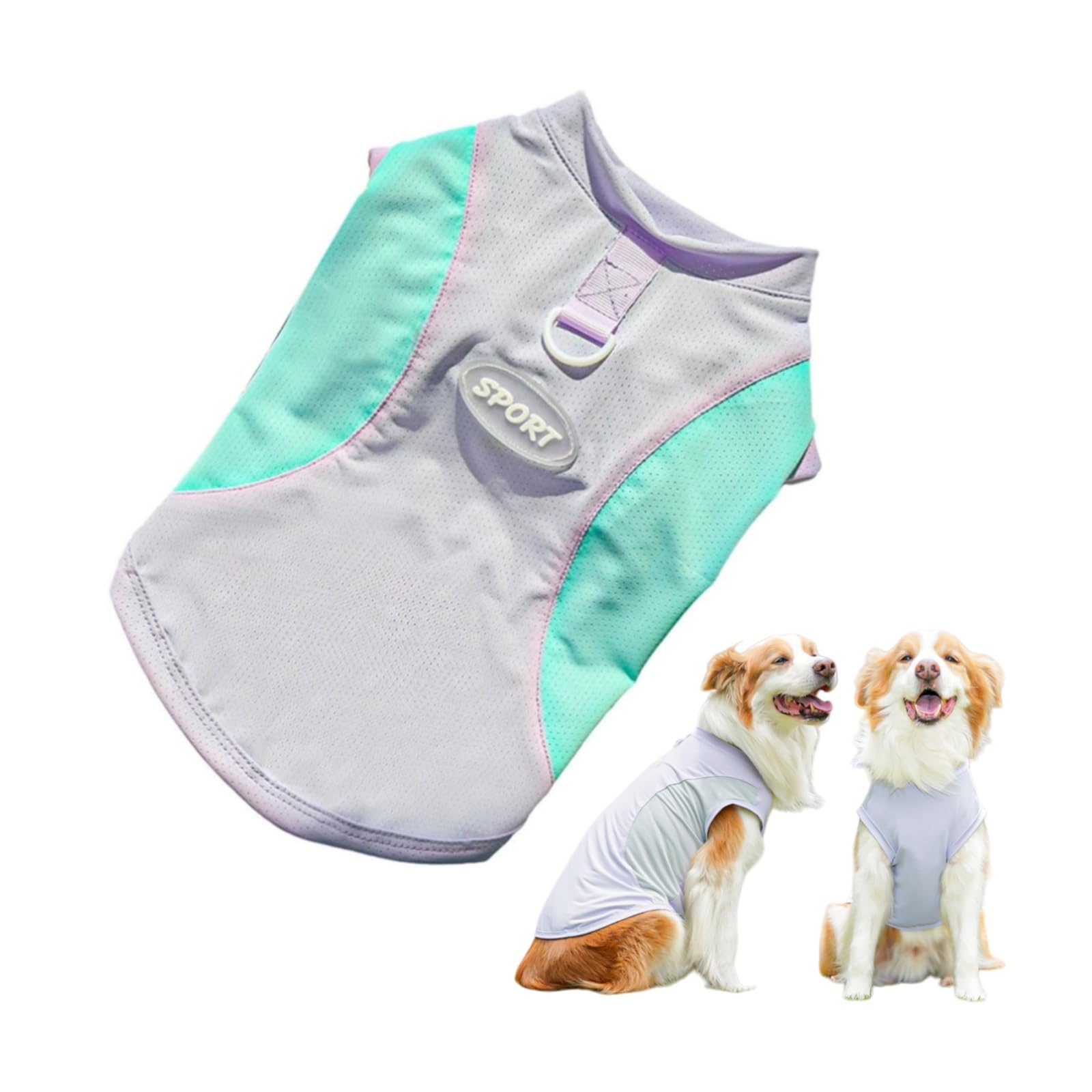 Dog Cooling Vest, Spring Summer Pet T-Shirt Breathable Cooler Coat with D-Ring, Puppy tshirt Quick Dry & Lightweight Cool Clothes for Small Medium Large Dogs Cats (Turquoise,L)