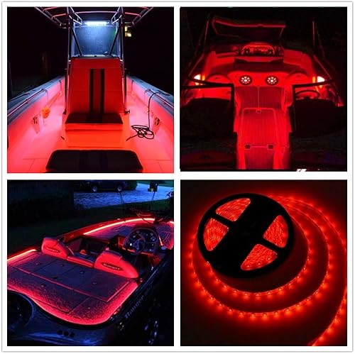 Vista 6 de Tiras de luz LED para pontón, luces LED marinas impermeables de 12V 5M/16.4FT para interior de barco, luz de cubierta de barco para pesca nocturna