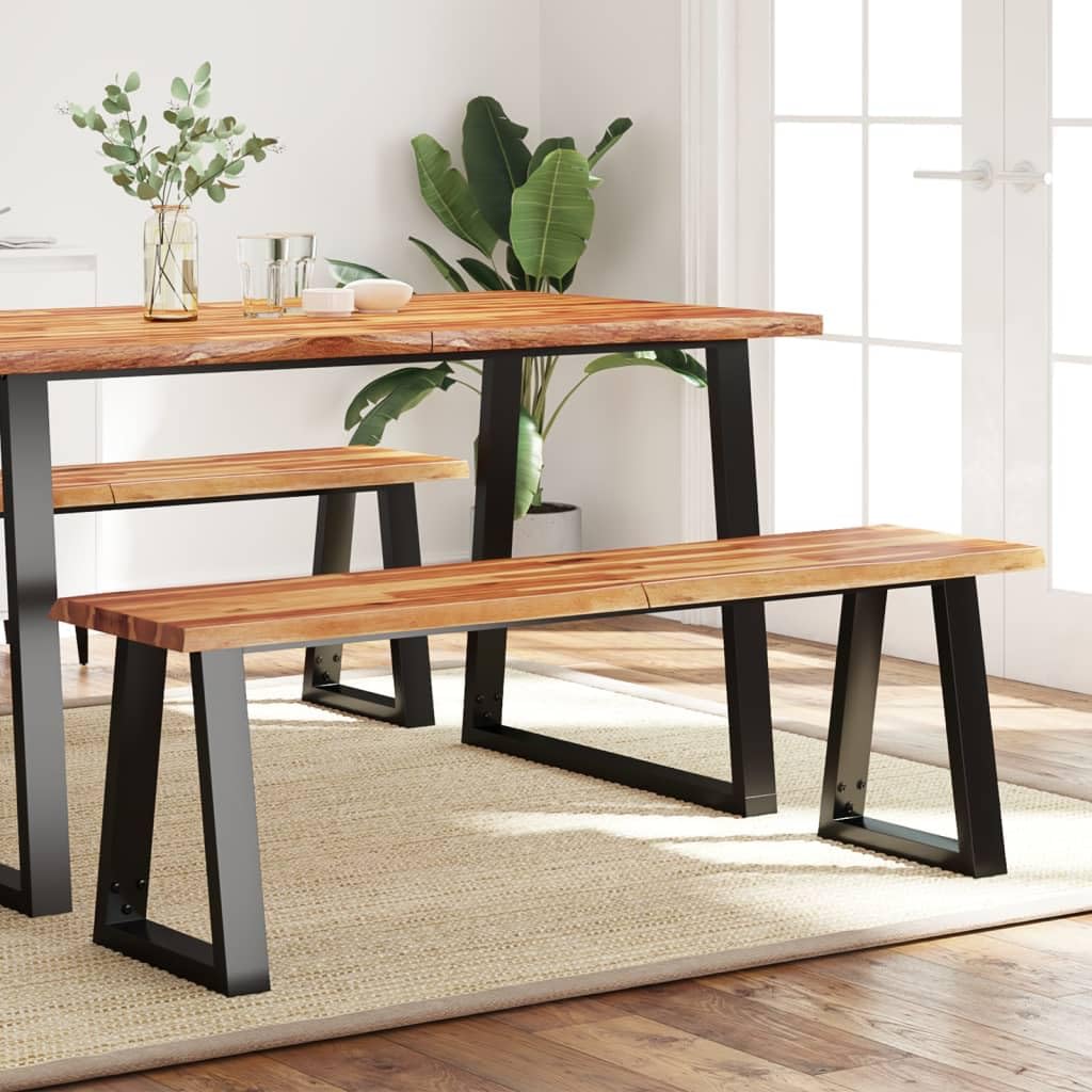 Banc avec bord vivant 140 cm bois d acacia massif