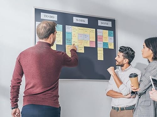 Miniatura 6 de Mastervision Ayda - Tablón de anuncios para montaje en pared, 18 x 24 pulgadas, fieltro azul, marco de aluminio, para el hogar u oficina