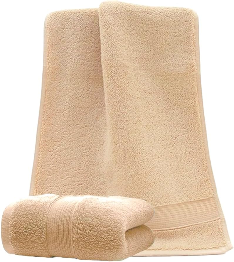JININQ 2 Piece 100% Cotton Soft Hand Towels 13.4" x 29.5",Premium Face Towels Set for Bathroom,Gym,Home (Brown)