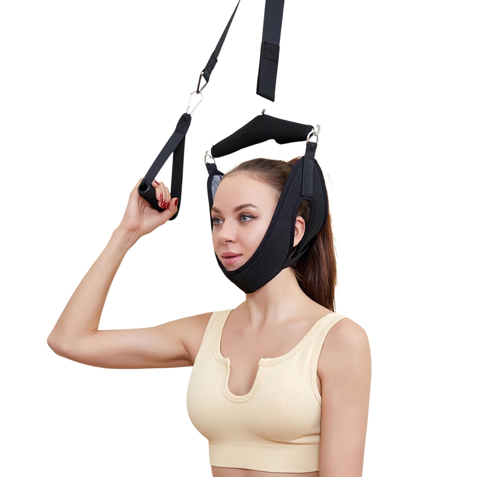 Kopf-Nacken-Massagegerät Nackenstreckband Nackentraktionsgerät Nackenkorrektur-Traktion Verstellbares Streckband für zu Hause Nackenstützband Entlastung der Halswirbelsäule Streck-Set