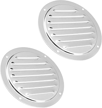 Bitray Round Louvered Vent 5" Circular Boat Vent 316 Stainless Steel Louvered Vent for Marine Boat - 2Pcs