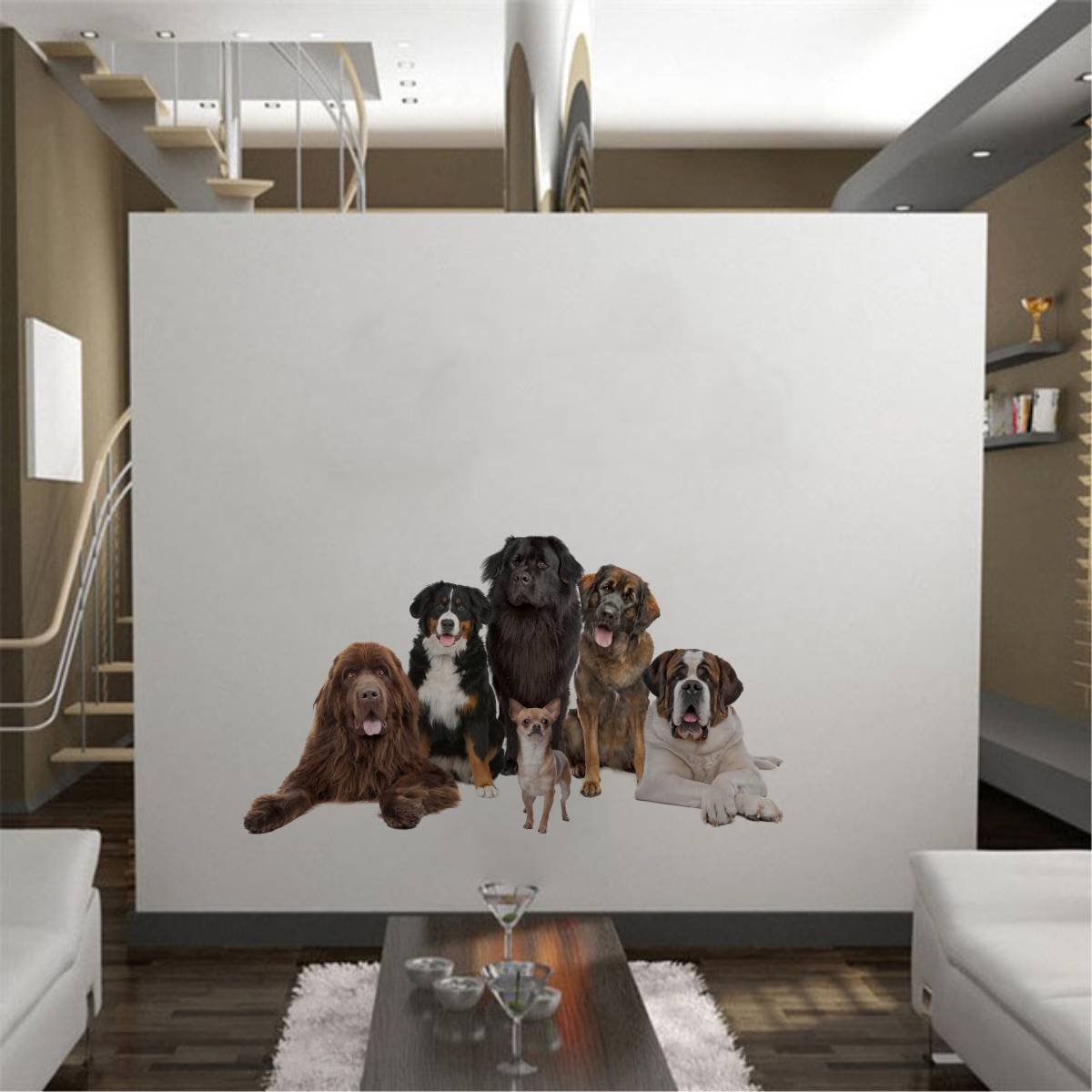 Rawpockets Decals  Living Room Cute Dog Family  Medium Size Wall Sticker (Wall Coverage Area - Height 40 cms X Width 65 cms)(Pack of 1) (B074TGQNL7) Amazon Price History, Amazon Price Tracker