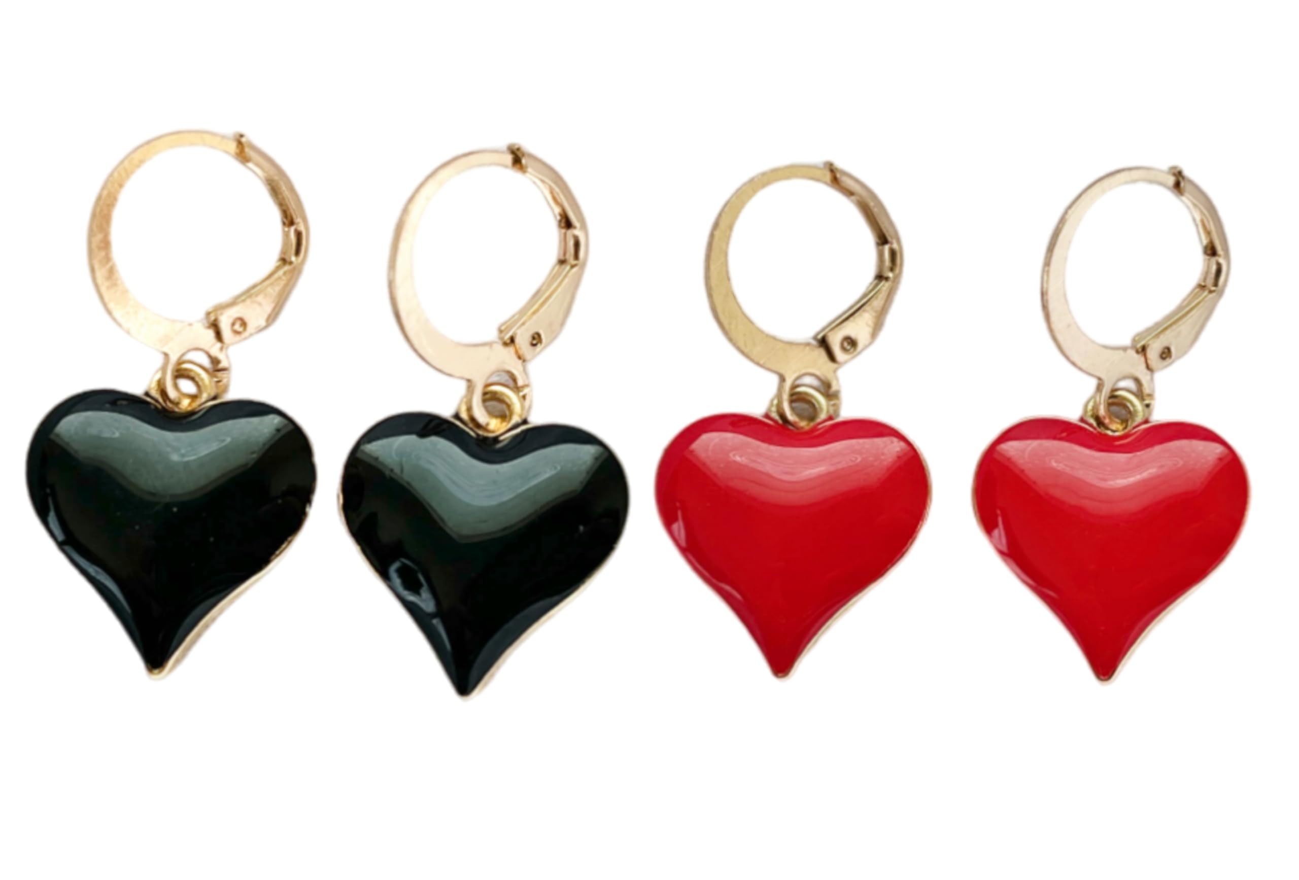 Pack Of 2 (Black,Red) Cute Aesthetic Heart Earrings for Women | Jewelry Gift for Girlfriend, Wife, or Mom (B0D8T1NCQ2) Amazon Price History, Amazon Price Tracker