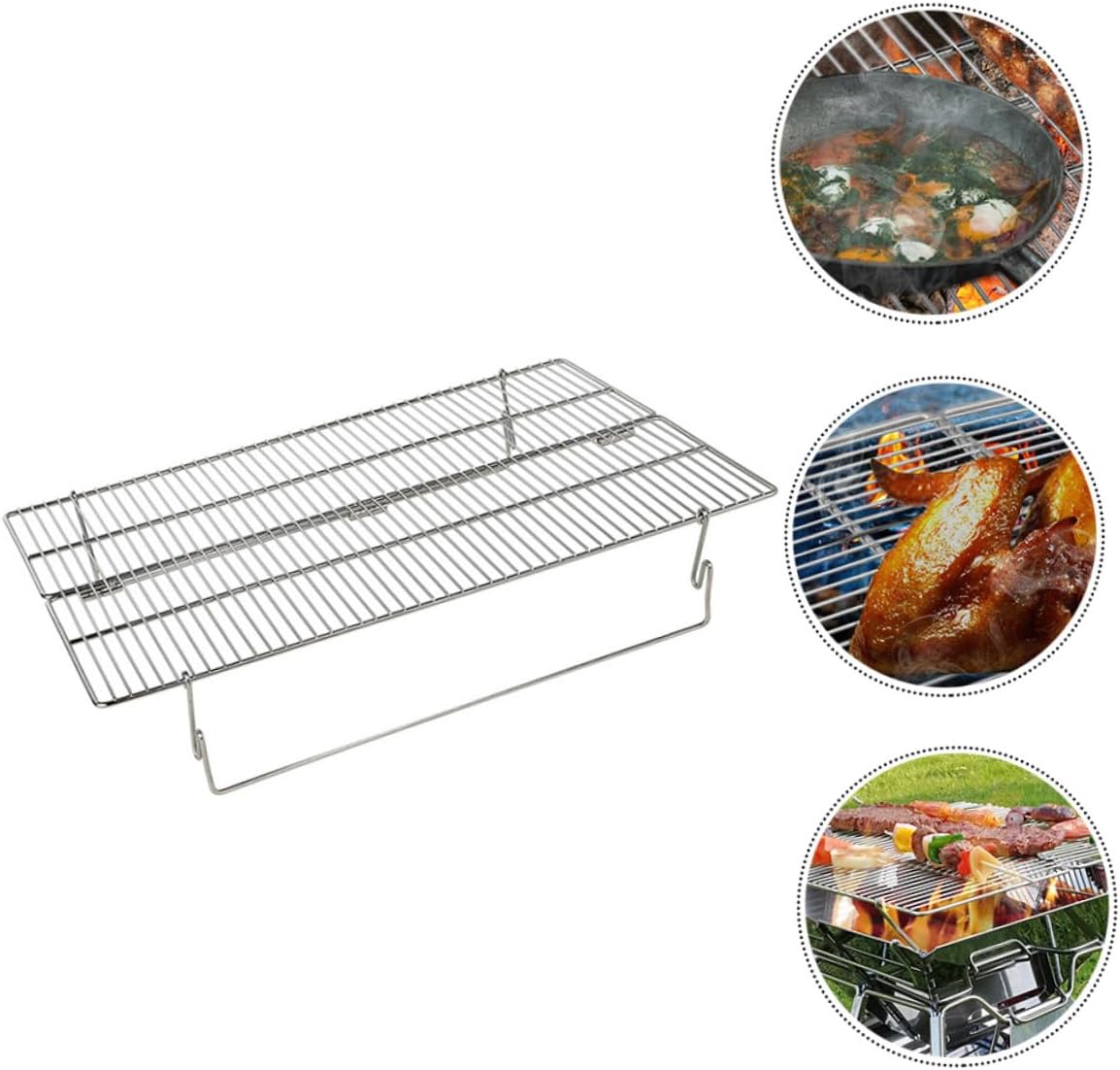 Stainless Steel Camping Grill Rack Foldable Bbq Grates for Outdoor Cooking Barbecue Net for Fish Meat Vegetables Portable Campfire Grill for Picnic Hiking Fishing