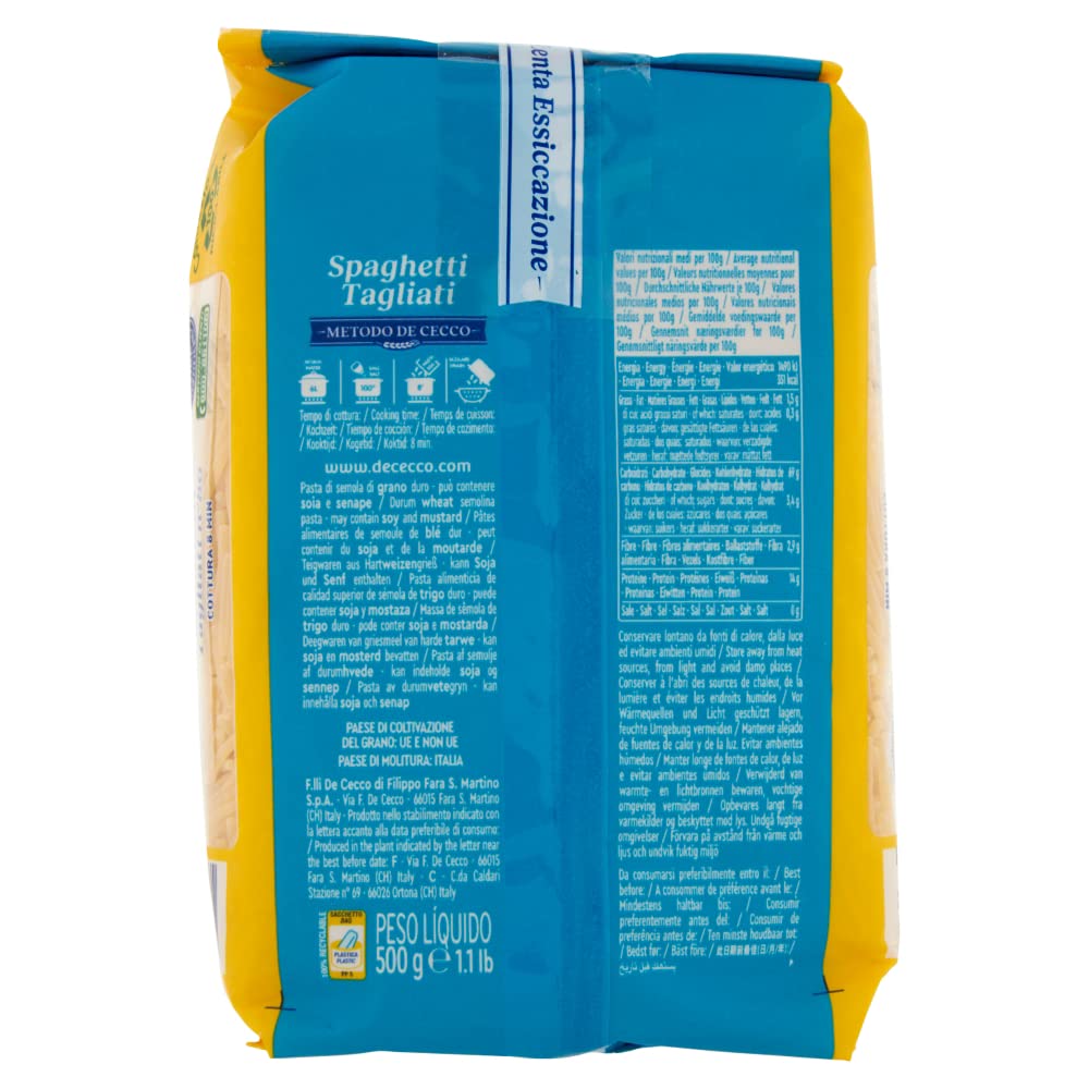 Italian Gourmet Spaghetti Tagliati N.86 pâtes italiennes 24 x 500g