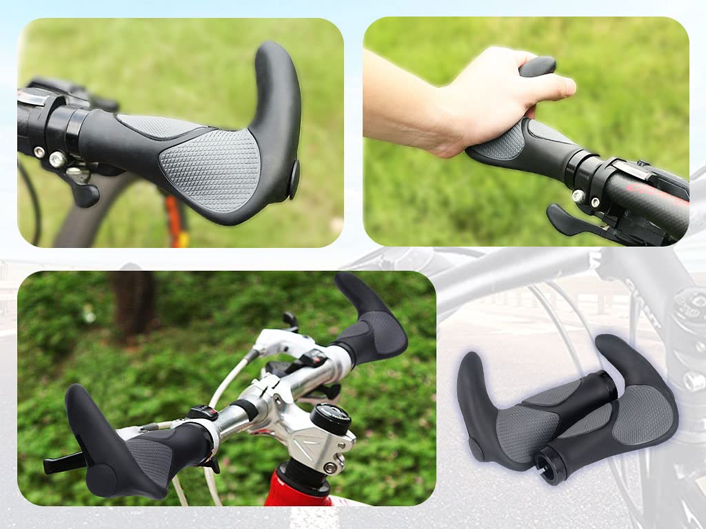 Paire De Poignées De Guidon VTT Hitopin – Ergonomiques, Caoutchouc Antidérapant, 140 Mm, Diamètre 22,2 Mm