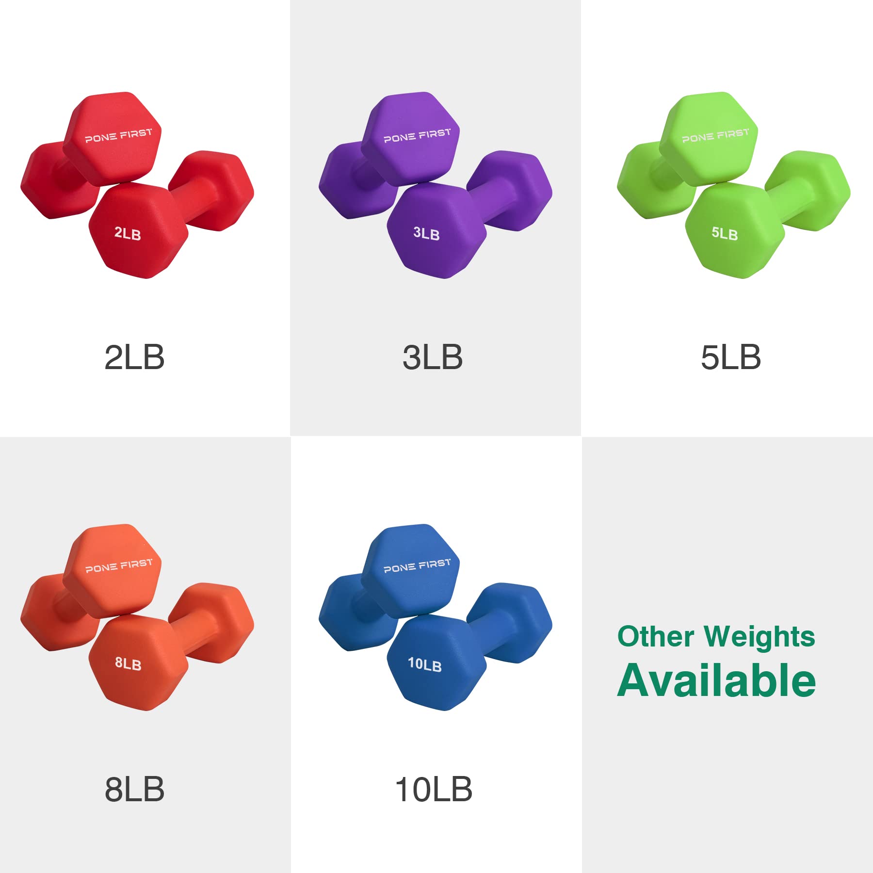 Pone First Neoprene Dumbbells PONE FIRST Neoprene Dumbbell Set - 2LB ...