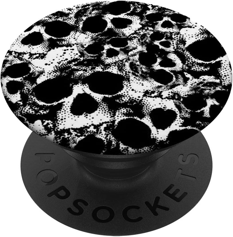 Black White Skull Bones Pattern PopSockets Adhesive PopGrip