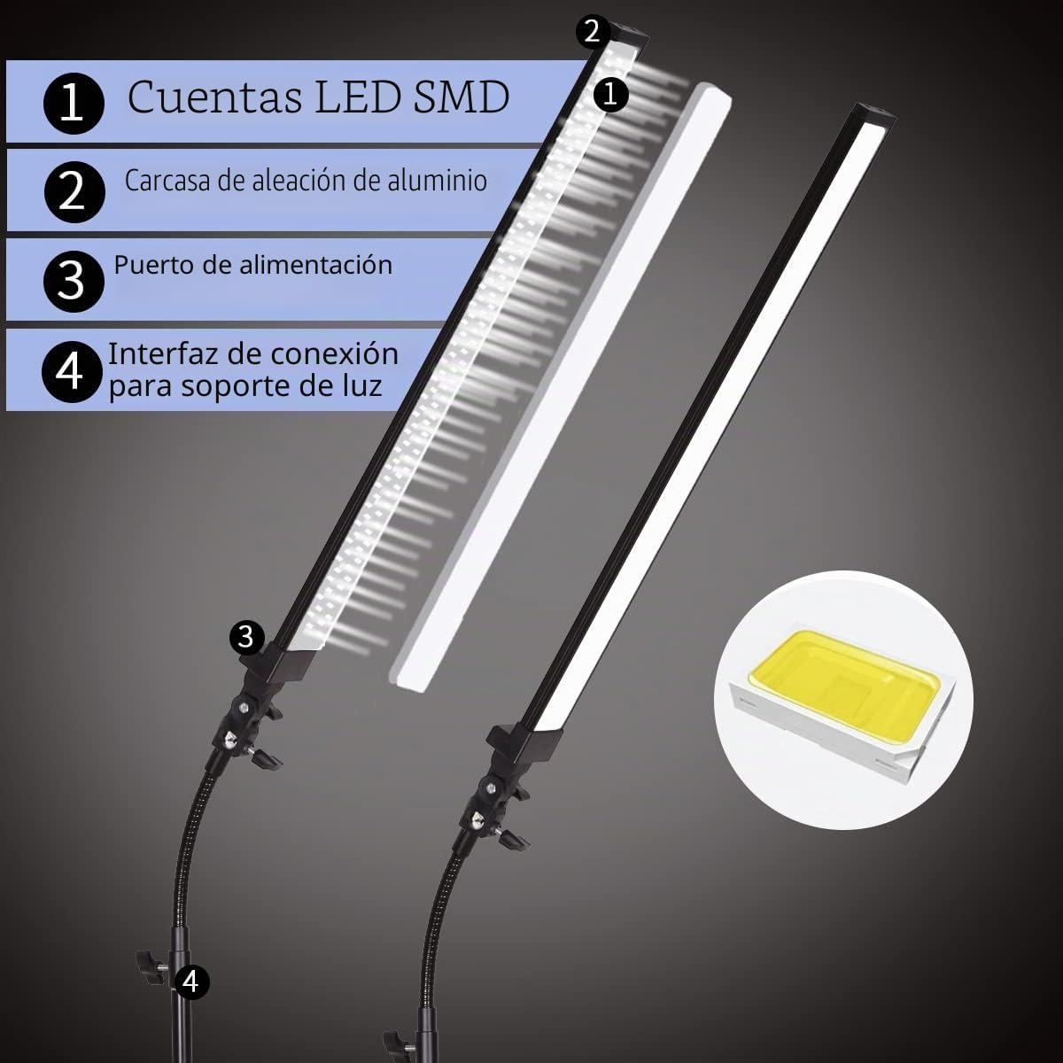 Kit de iluminación LED de estudio de fotografía con bolsa de soporte de luz, tubo suave para belleza, cejas, tatuajes, luz de relleno de fotografía de producto, luz de fotografía de estudio