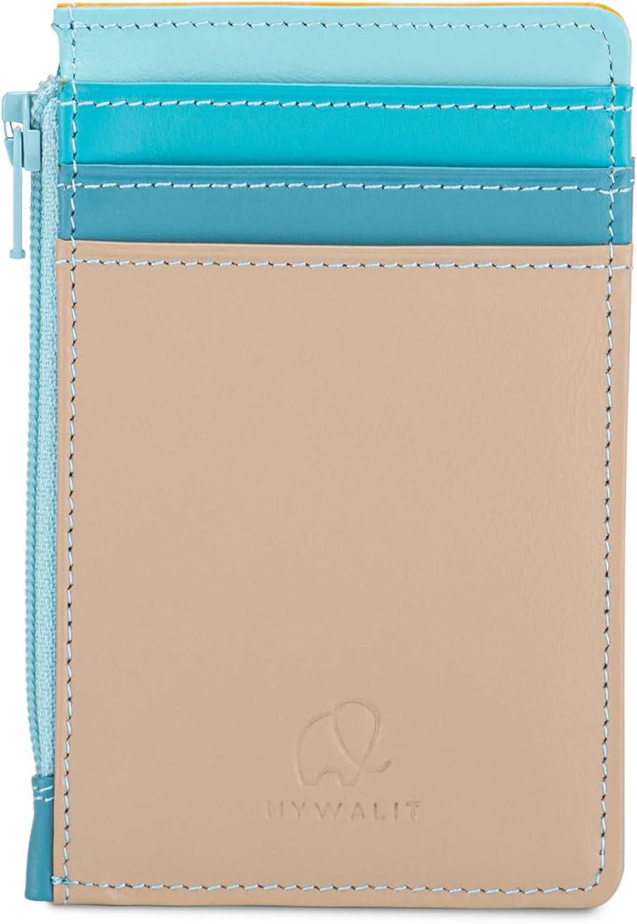 mywalit Multi-Color Leather Credit Card Holder & Coins Purse | 4 Cards & ID Slot