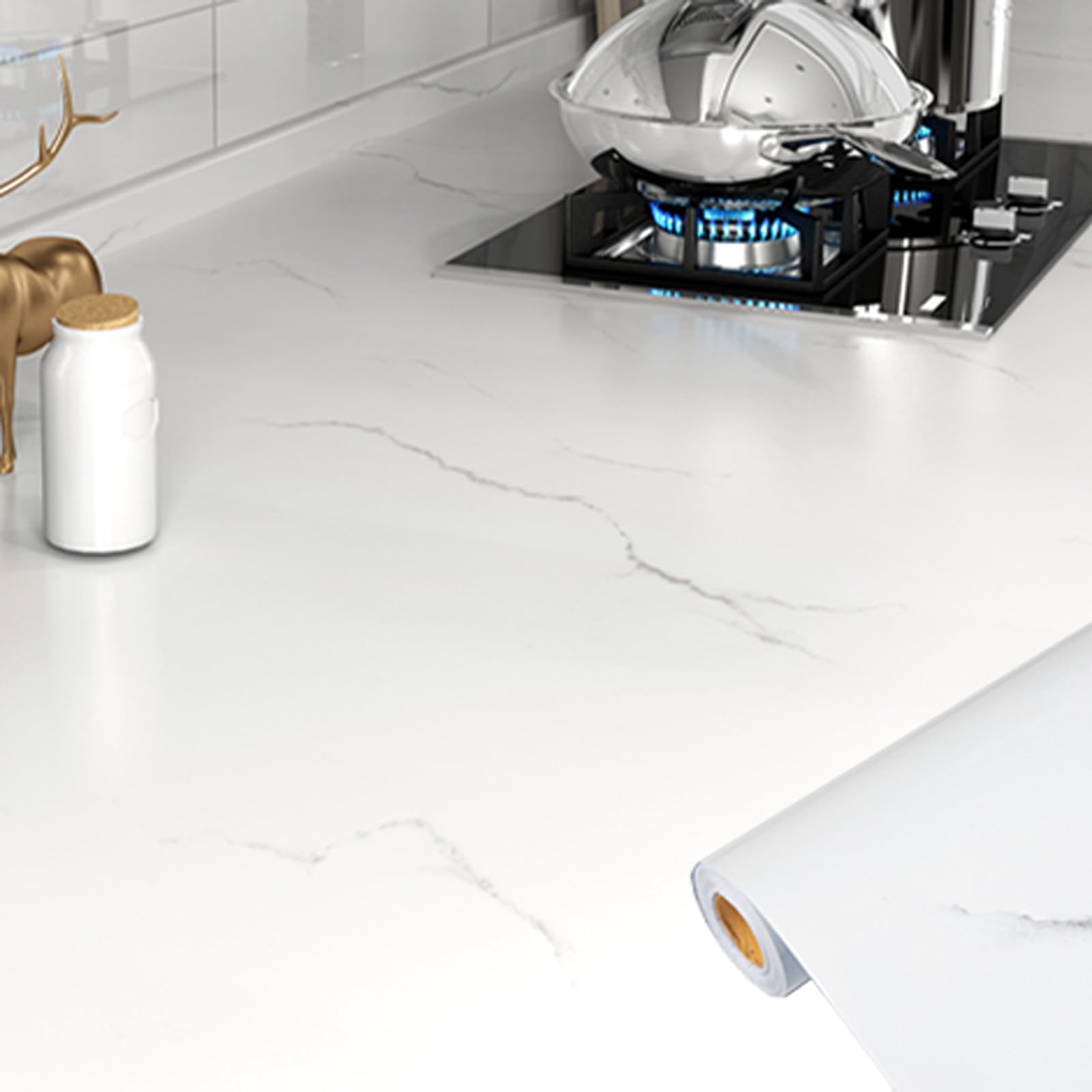 Foelanne Style E Back Self Adhesive Wallpaper, Marble Contact Paper Pet Self-Adhesive Heat For Kitchen Multicolor 60Cmx5-30M(,60Cm*5M)