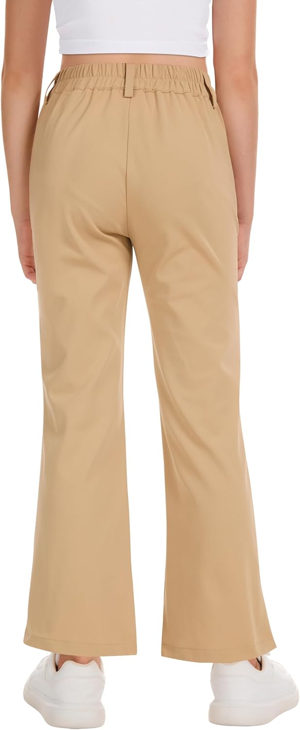 QBK Girls Flare Dress Pants Kids School Uniform Bell Bottoms with Elastic Waist for Teens Size 4-15 Years - Image 3