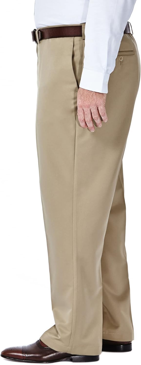 Haggar Mens Cool 18 Classic Fit Flat Front and Pleat Front Hidden Expandable Waistband Pant (Big & Tall Sizes) - Image 2