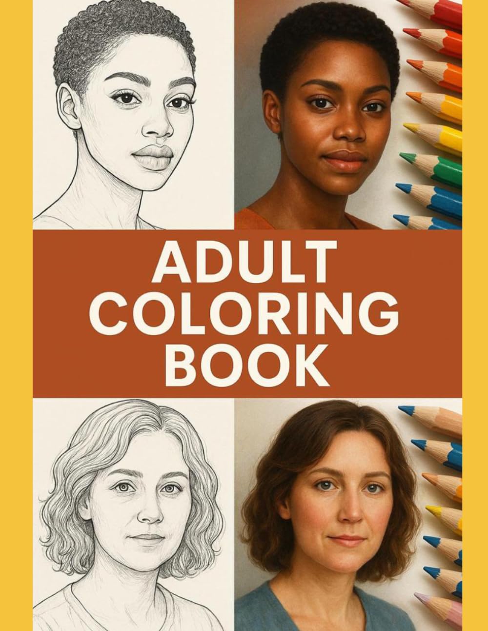 ADULT COLOURING BOOK: Realistic Faces To Colour, Shade and Bring To Life