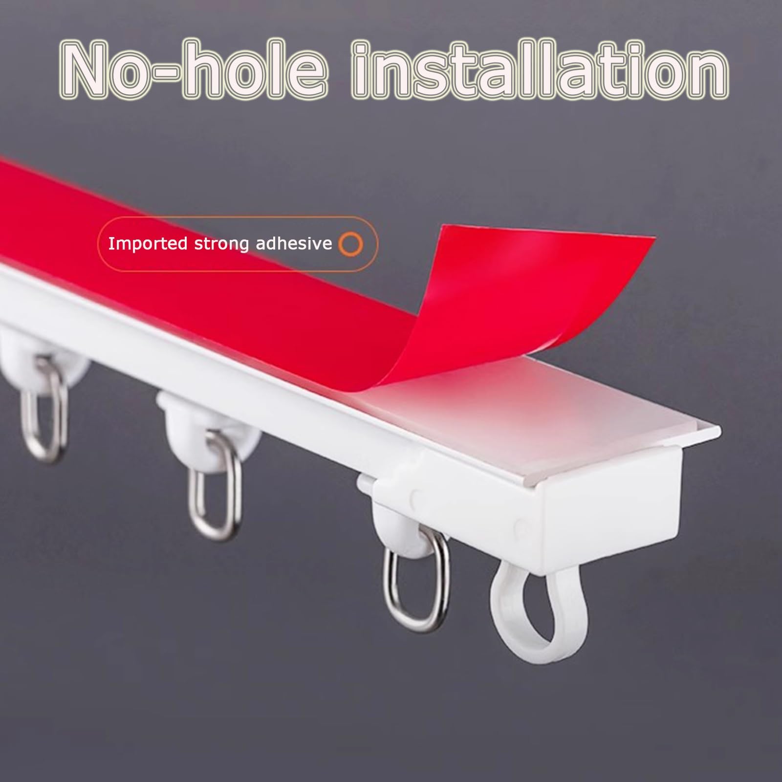 Zelfklevend Plafond Of Wandgordijnrail Geen Boor Gordijnroede, Geen Schade Gordijnrail Hangers, Zelfklevende Gordijnroede Voor Ramen Kast Badkamer Douchegordijn(Color:Top-loading,Size:1.4M/(4.6FT