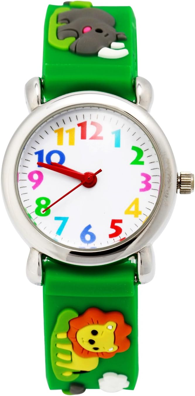 Cute Toddler Children Kids Watches Ages 3-8 Analog Time Teacher 3D Silicone Band Cartoon Watch for Little Girls Boys