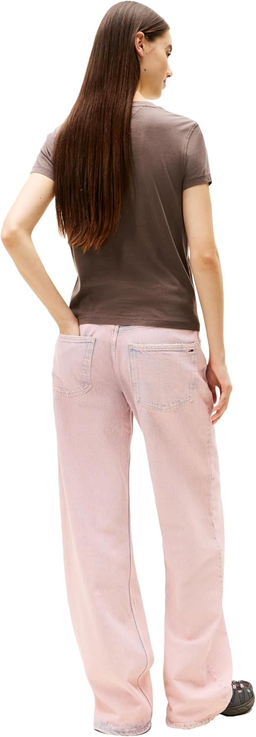 Tommy Jeans Womens Short Sleeve Coton Graphic T-Shirts with Tonal Embroidered Logo - Image 4