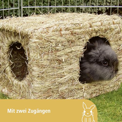 Kerbl Grashaus XL (für Kaninchen/Nagetiere, natürlich getrocknetes Gras, für den Verzehr geeignet, frei von Draht-/Kunststoffteilen, 37x30x28 cm) 82789, 1 Stück (1er Pack)
