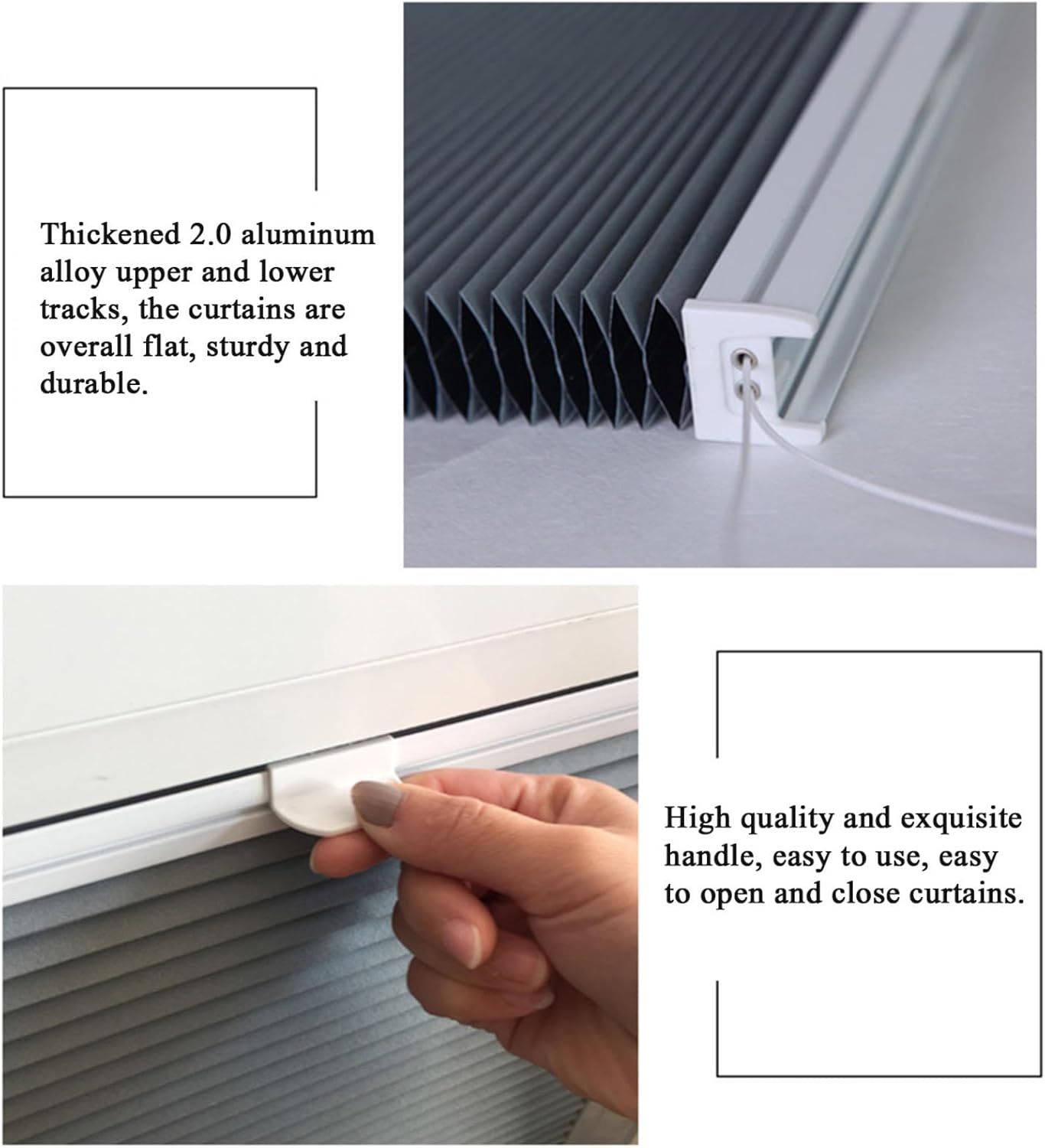 Top Down Bottom Up Honeycomb Shades,Retractable Pleated Blinds for Window & Door,Cellular Blackout Curtain,Customizable Roller Blinds-Grey,A-100x130cm/39.4 * 51.2in