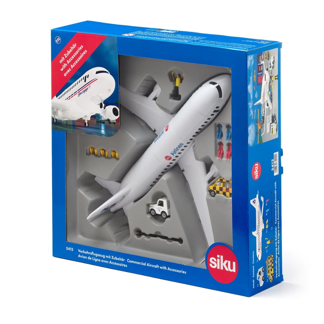 SIKU | Avión de línea en miniatura Buen viaje | Juguete de metal y plástico | Modelo reducido realista blanco | Regalo para niños de 3 años y más | Colección de vehículos aéreos
