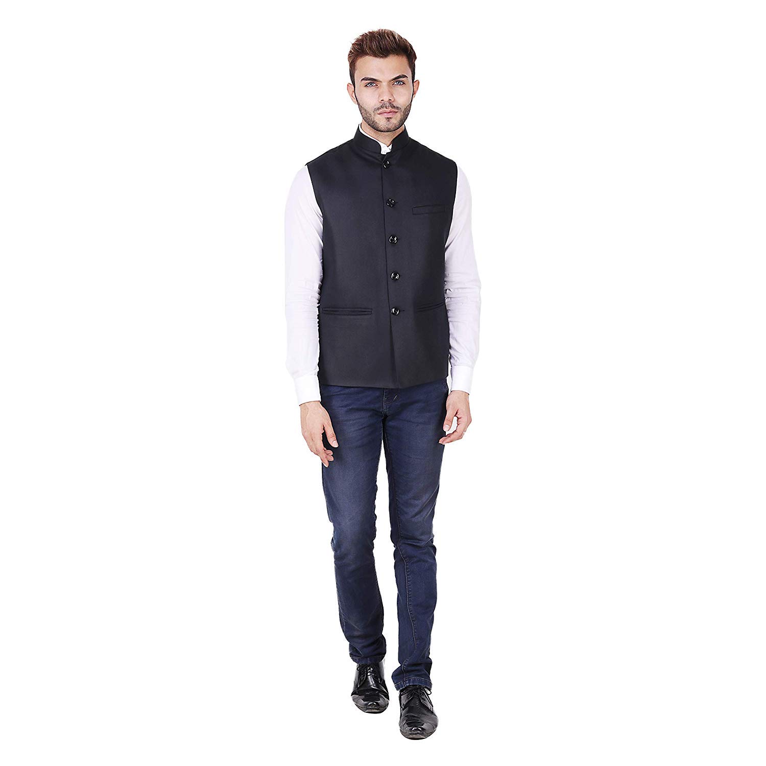 Badoliya & Sons Nehru Jacket for Men's Formal Wear (Black, 42) - Image 4 thumbnail