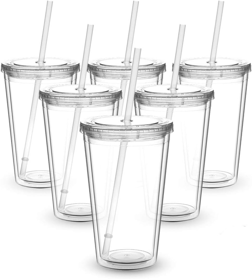 CIVAGO Clear Insulated Acrylic Plastic Tumbler Set with