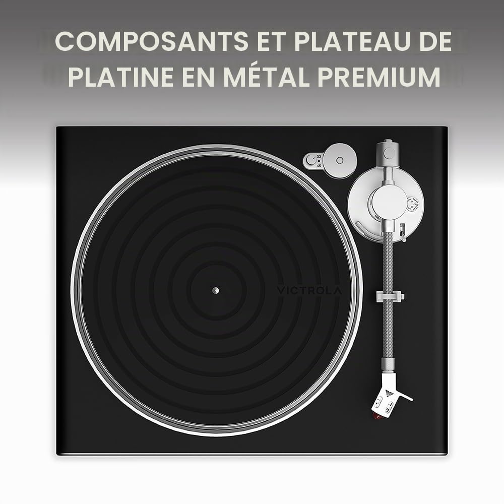 Victrola Stream Carbon – Platine Vinyle 2 Vitesses avec Wi-FI, Bluetooth, Sonos, UPnP, Roon Ready, Cellule Ortofon 2M Red et Bras en Fibre de Carbone (Noir/Argent)