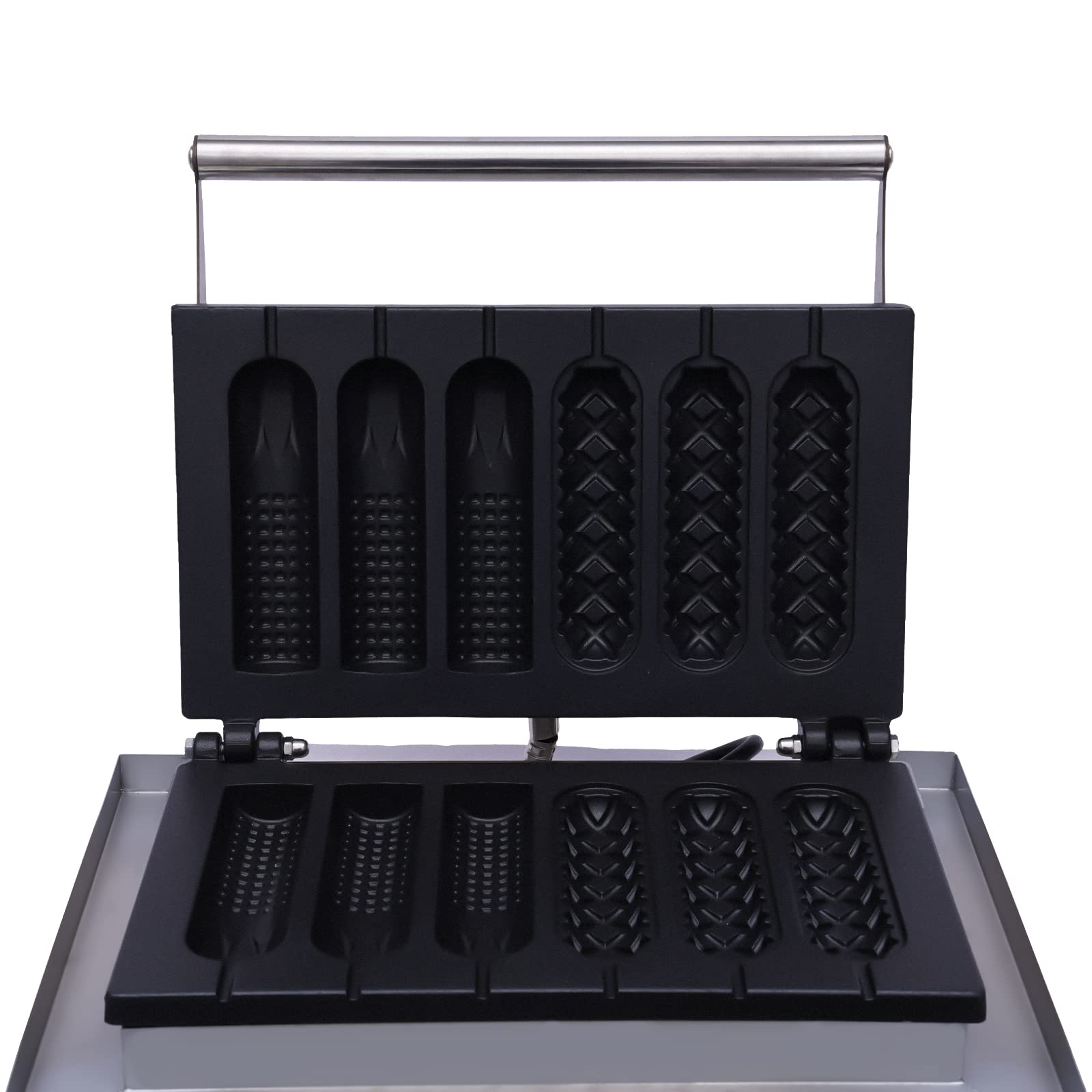 Piastra per waffle in acciaio inox, professionale, per waffle, 1500 W, elettrica per waffle, antiaderente, con timer