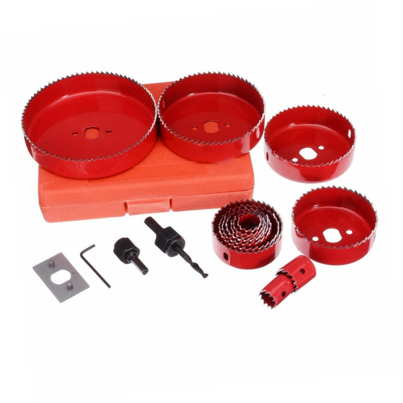 16piezas Brocas Para Cortar Madera y Metal Kit De Para Carpintería y Estuche Rojo