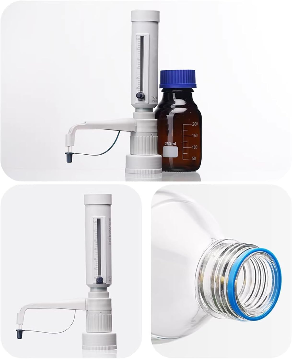 Labor-flüssigkeitsbürette, Flaschenaufsatz-dosierer, Quantitative Dosierer, Einstellbares Volumen 5–30 Ml, Mit 5 Gl-gewindeadaptern, Dosiert Reagenzien Präzise Aus Laborflaschen. 250ml