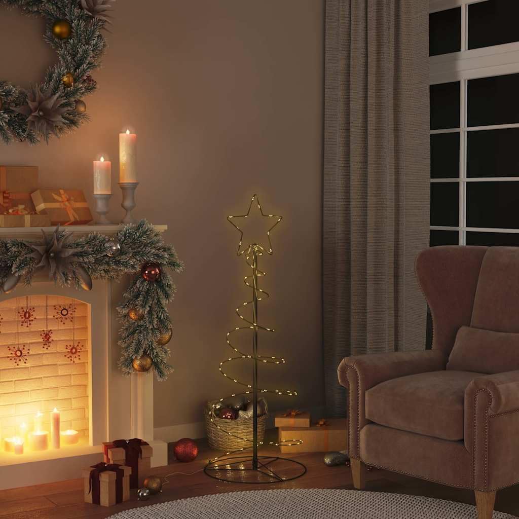 LED Weihnachtsbaum 80 LEDs Warmweiß Metall 120 cm mit 8 Lichtmodi für Innen Außen Garten Terrasse Balkon Weihnachtsbeleuchtung Lichterkette Stern Deko Advent