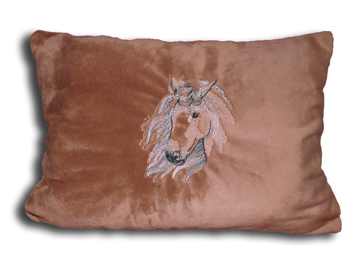 Besticktes Kinderkissen Babykissen mit Pferdekopf und Name