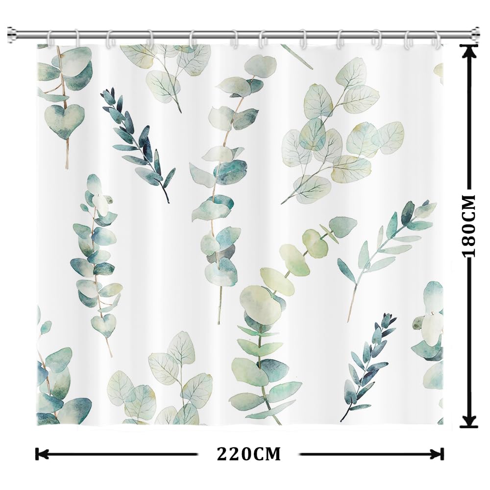 Uiiooazy Cortina de Ducha de Hoja Eucalipto, Cortinas de Ducha Verde Oro Abstracto Planta Cortinas de Baño Antimoho Impermeable Lavable Tejido de Poliéster Cortina Ducha con Ganchos 90x180cm — view 173