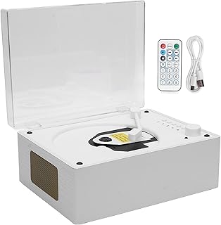 Reproductor de CD Portátil, Reproductor de CD de Maleta Retro con Bluetooth 5.0, Control Remoto, Calidad de Sonido Clara, Altavoces Estéreo de de (Color de Grano de Madera Blanca)