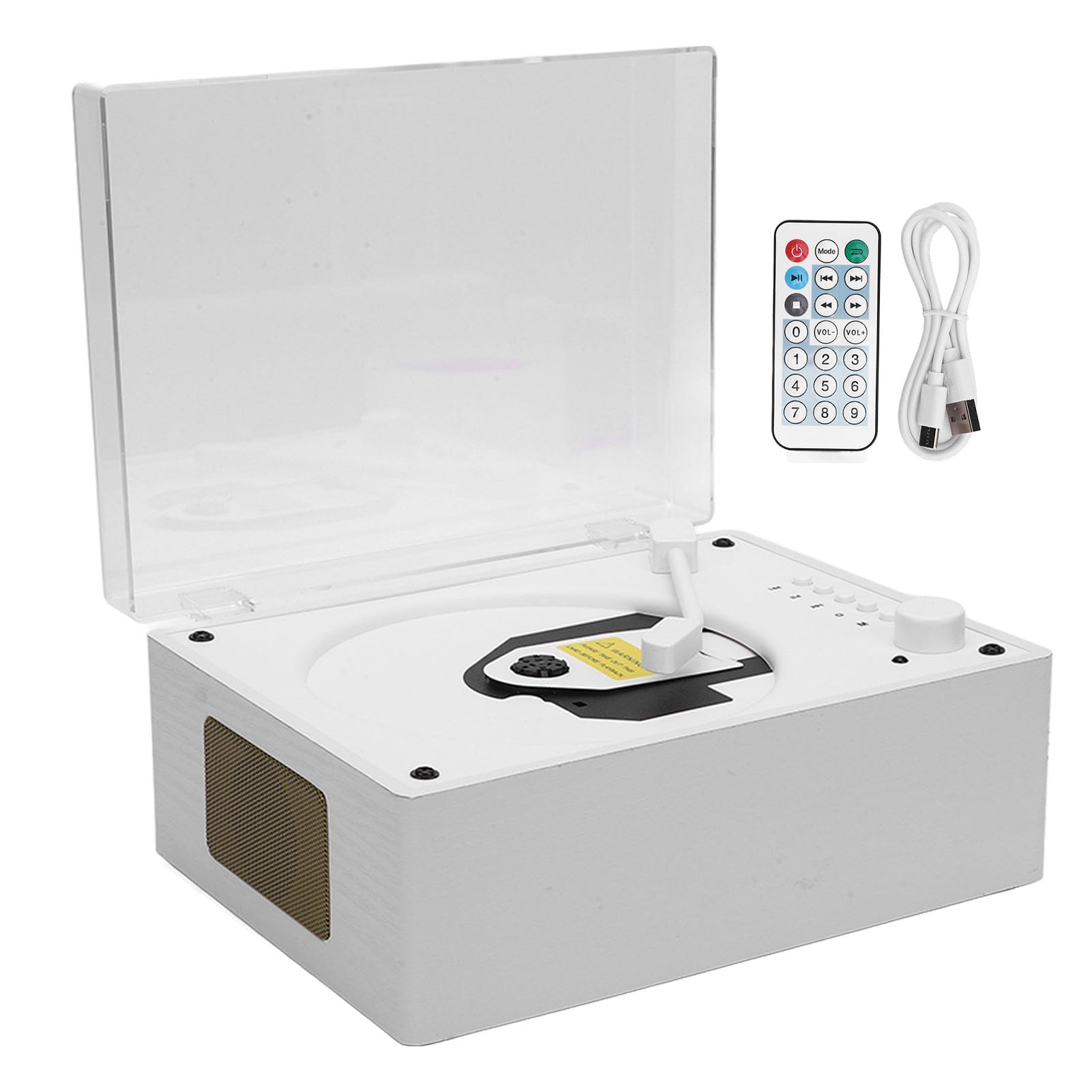 Przenośny Odtwarzacz BT CD Retro Wielofunkcyjny Odtwarzacz CD z Zdalnym Sterowaniem BT 5.0 USB Odtwarzanie Napędu Flash Wbudowane w baterię 3600 MAh do Podróży w Biurze (Kolor białego drewna)
