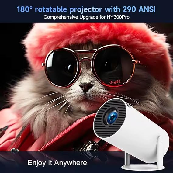 HY300 PRO 4K Mini Android 11 Projector, 290ANSI Lumens, Dual WiFi6, BT 5.0, 1280x720P Native, 1080P Supported, Home Cinema & Outdoor Portable