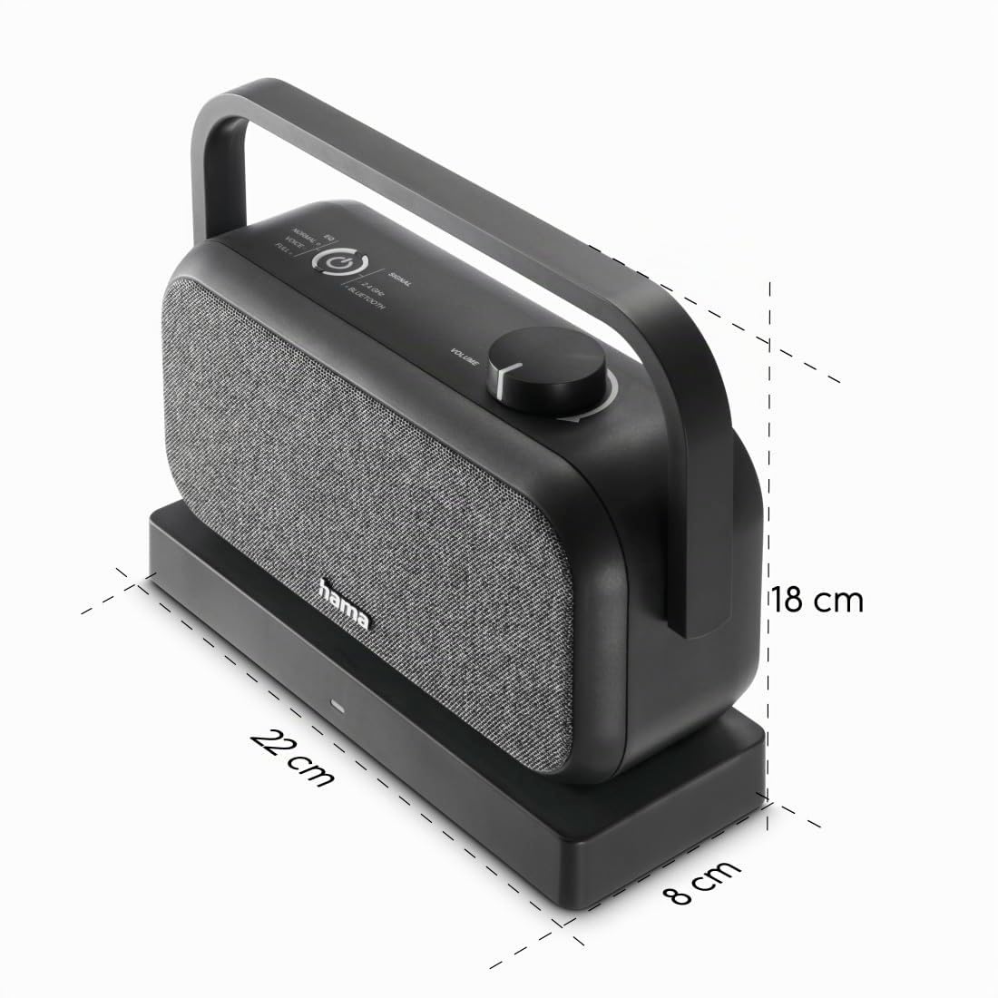 Hama TV Lautsprecher kabellos (kabelloser Stereo Funklautsprecher 2,4 GHz + Bluetooth, TV Sprachverstärker für Senioren und Hörgeschädigte, Ladestation, 2X 5 Watt, 3 Modi, 18h Spielzeit) schwarz