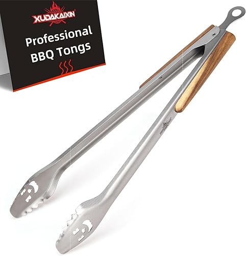 Miniatura 9 de Pinzas para hoguera de 32 pulgadas súper largas para cargar madera, barbacoa con mango de acacia de lujo extendido para hogueras, anillos de fuego,