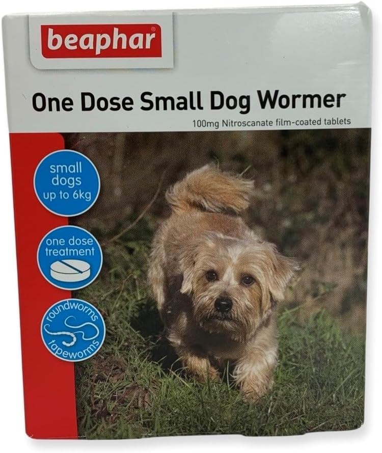 Beaphar One Dose Wormer Small Medium and Large Dogs Dog Worming Tablets (Small Dogs under 6kg)