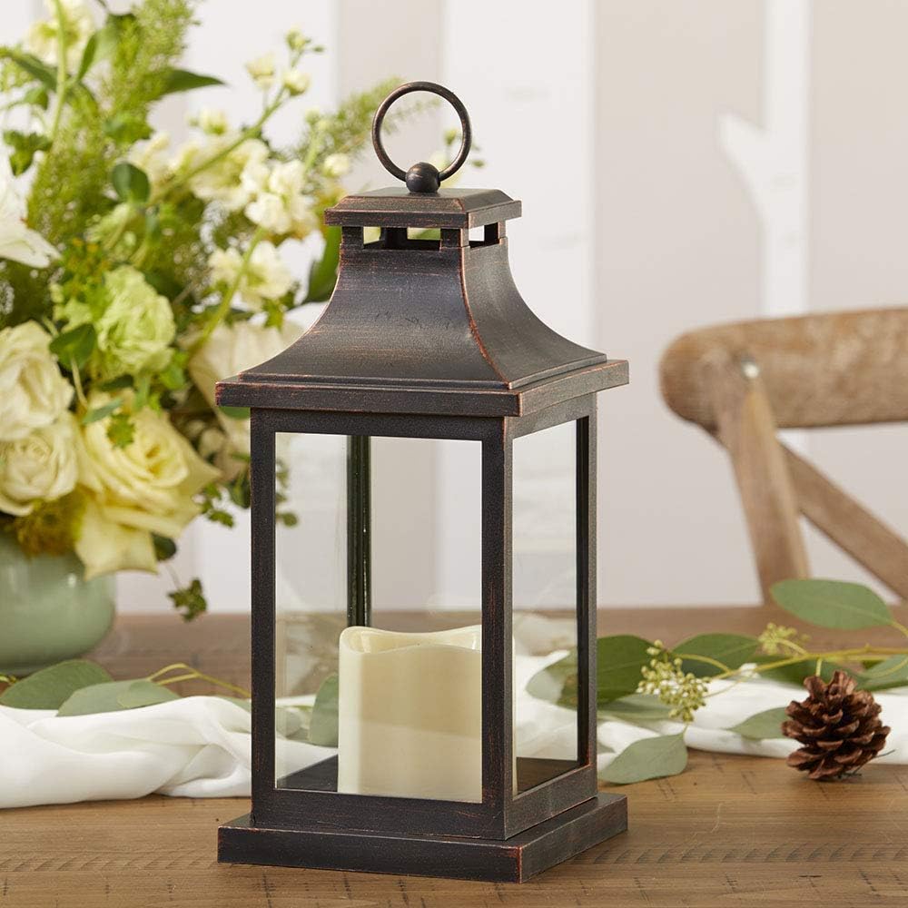 Bеѕt Sеllеr LED Decorative Lanterns - Set of 4 - Kate Aspen Vintage Rustic Home Décor Lantern Tabel Centerpiece for Wedding, Bridal Shower, Anniversary Party - Copper