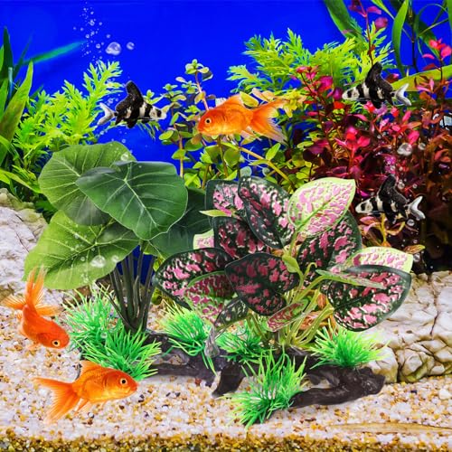 Image of Milisten 2Pcs Fish Tank Plants Plastic, Fish Tank Decorations, Artificial Plants, Aquarium Decorations Accessories, Mini Plants Goldfish Hides