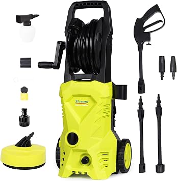 Stream Pressure Washers Jet Washer, 135Bar 1650W 420L/H Portable Pressure Washer Power Washer with Brush, Electric Car Washing Machine, Garden Cleaning Machine for Driveway
