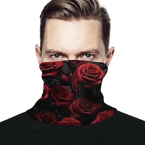 Ouyniei Red Rose Photo Neck Gaiter Half Ski Mask Unique